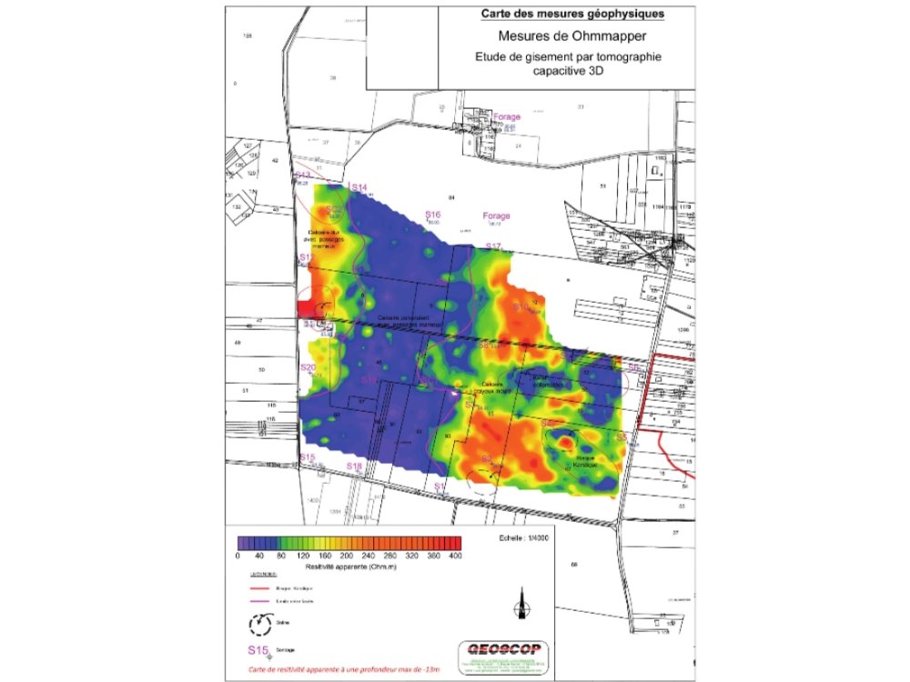 Exploration de gisement calcaire par méthode traîné électrique